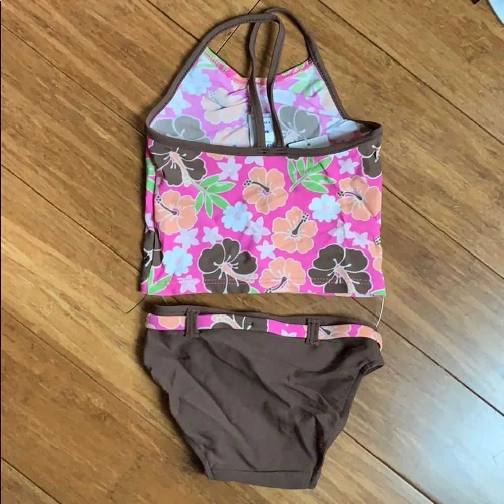 NEW OLD NAVY Brown Floral Tank Swimsuit Sz 6-12 mo
